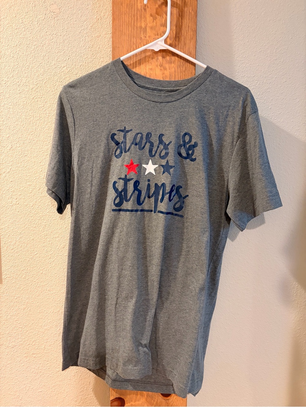 Stars & Stripes Graphic Tee - Heather Gray with Navy & Red Accents